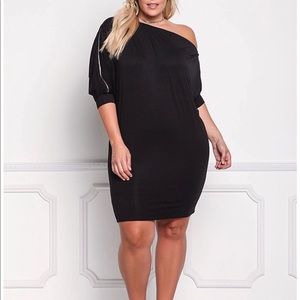 One-shoulder dress w/zipper detail women plus size